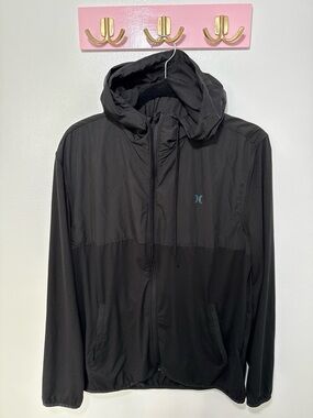 Hurley Black Lightweight Hooded Utility Jacket